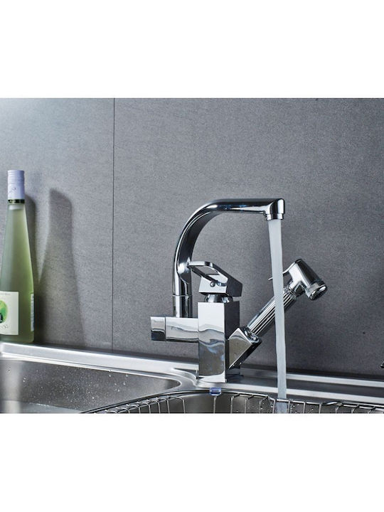 Qd612 Kitchen Faucet Counter with Pull-Out Spray Silver