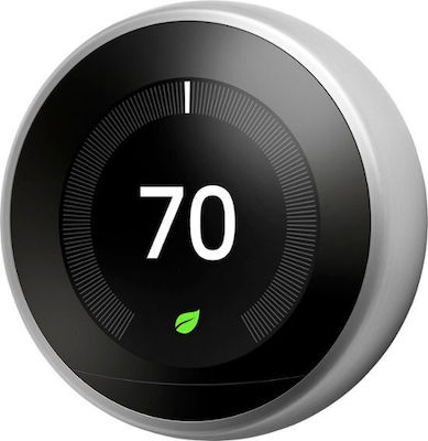 Google Nest Learning T3028FD Digital Termostat Spațiu Inteligent cu Ecran Tactil și Wi-Fi Oțel inoxidabil