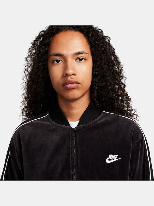 Sportswear Club Velour Jacket Men's Cardigan Black