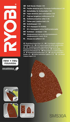 Ryobi Delta Sanding Sheet K100 / K120 / K80 with 10 Holes 30pcs