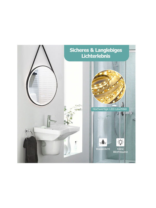 Costway Oglindă de Baie Rotundă Lumini LED Atingere 60x60cm Argintiu