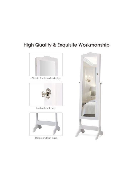 Costway Floor Mirror with White Wooden Frame 160x41.5cm
