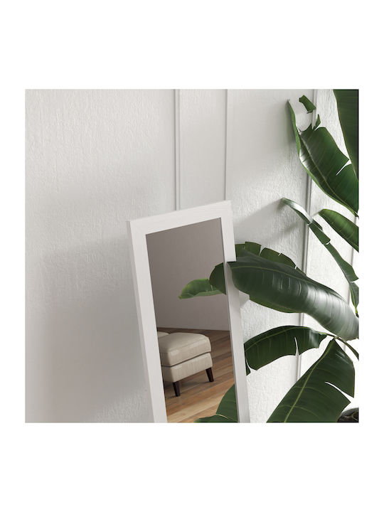 HomCom Oglindă De Podea Cu Cadru Din Lemn Alb 155x40cm