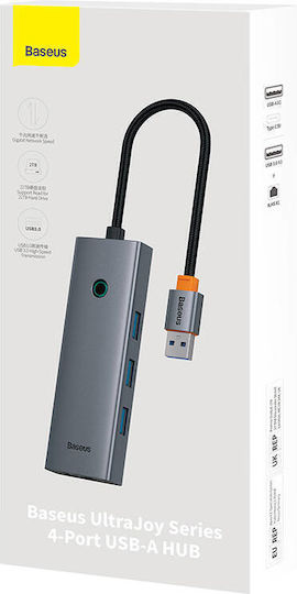 Baseus Ultrajoy Series Lite Hub USB 3.0 cu 4 Porturi USB-A Ethernet Gri