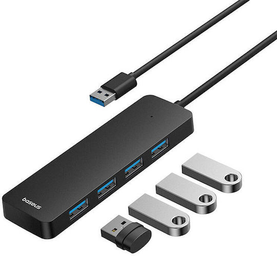 Baseus Ultrajoy Series USB 3.0 Хъб 4 порта с връзка USB-A Черен