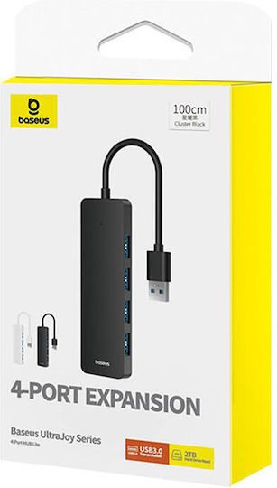 Baseus Ultrajoy Series USB 3.0 Хъб 4 порта с връзка USB-A Черен