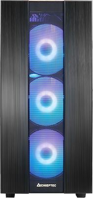 Chieftec Hunter 2 Gaming Midi Tower Computer Case with Window Panel and RGB Lighting Black