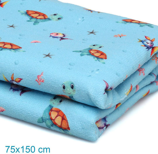 Kiokids Tortuga Παιδική Πετσέτα Θαλάσσης Γαλάζια 150x75εκ.