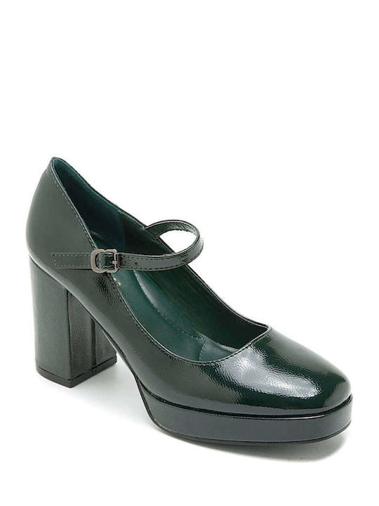 Keep Fred Patent Leather Green Heels with Strap