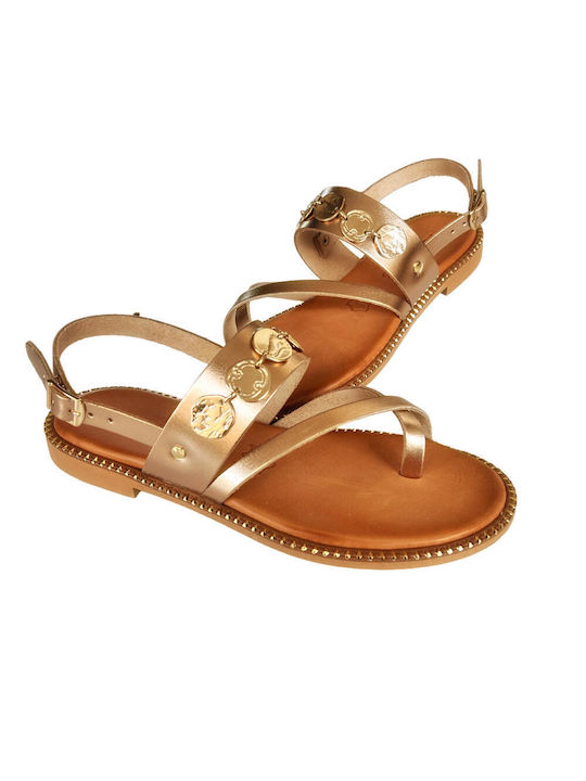 Gkavogiannis Sandals Leather Women's Flat Sandals in Pink Color