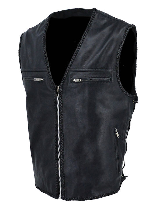 Sleeveless Leather Jacket Black