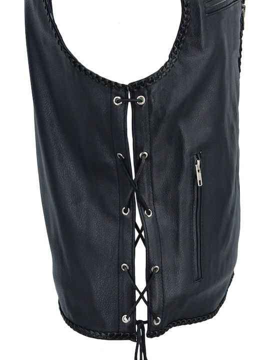 Sleeveless Leather Jacket Black