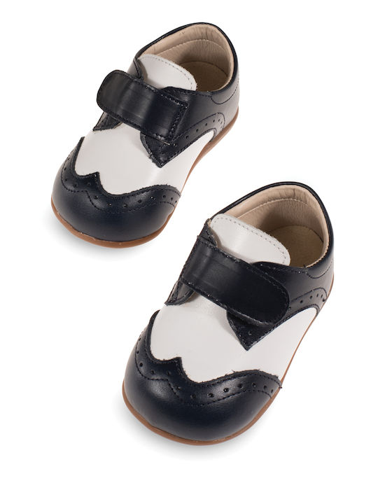 Babywalker Blue-White Baptism Leather Oxfords