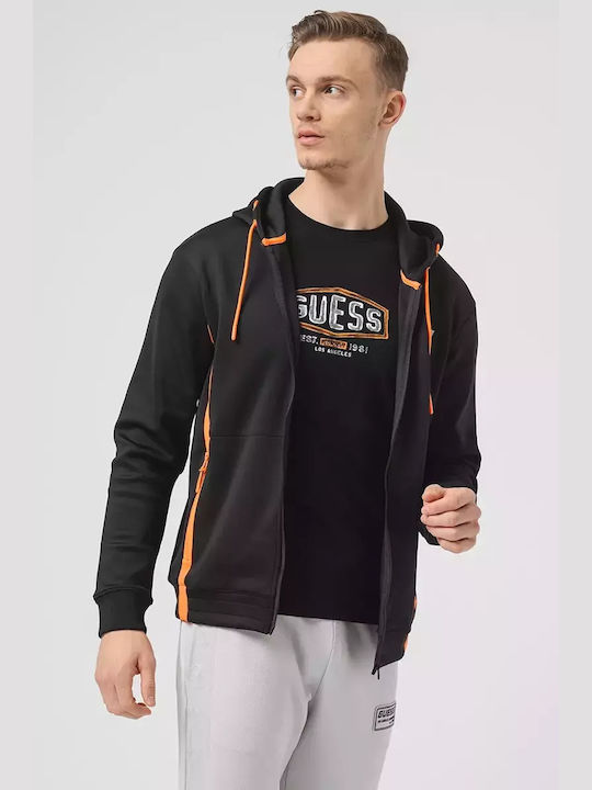 Guess Men's Sweatshirt Jacket with Hood Jet Black