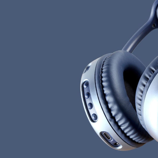 Andowl Q-MAX11 Bluetooth Wireless On Ear Headphones with Radio with 8 hours of Operation Blue