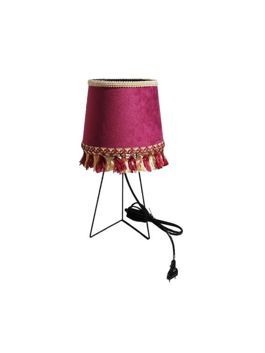 Oxygen Red Velvet Μεταλλικό Πορτατίφ για Ντουί E27 με Κόκκινο Καπέλο και Μαύρη Βάση