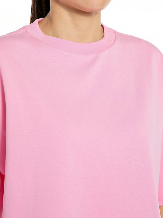 Damen Bluse Baumwolle Kurzärmelig Rosa