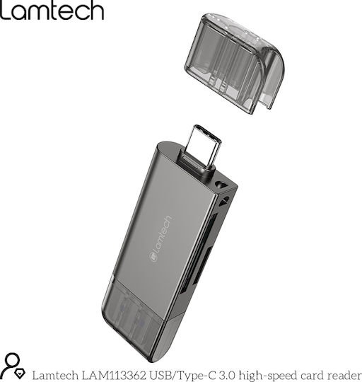 Lamtech Card Reader USB 3.0 Type-C για SD Γκρι