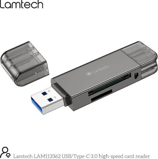 Lamtech Card Reader USB 3.0 Type-C για SD Γκρι