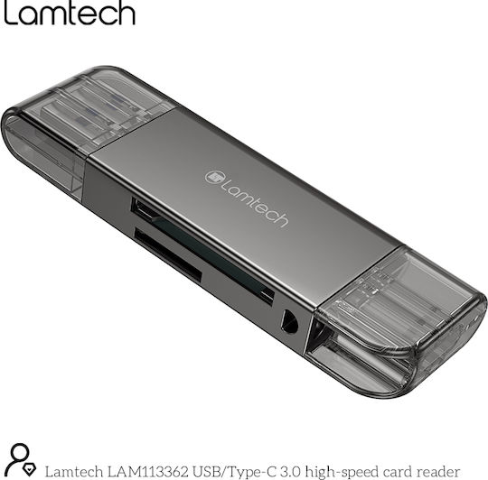 Lamtech Card Reader USB 3.0 Type-C για SD Γκρι