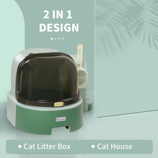 Pawhut Katzentoilette Geschlossen Grün L52 x B60 x H42cm