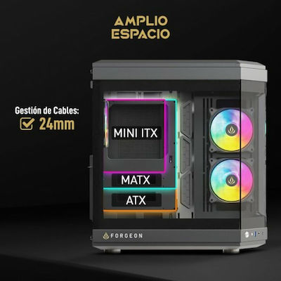 Forgeon Box Midi Tower Κουτί Υπολογιστή με RGB Φωτισμό Μαύρο