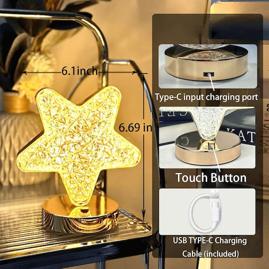 Lumină Crăciunesc Decorativ de birou Stea cu lumină LED Metalic Galben 3x3buc 1buc