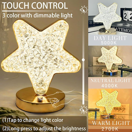 Lumină Crăciunesc Decorativ de birou Stea cu lumină LED Metalic Galben 3x3buc 1buc