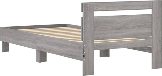 King Size Holzbetten Grau mit Lattenrost für Matratze 190x190cm