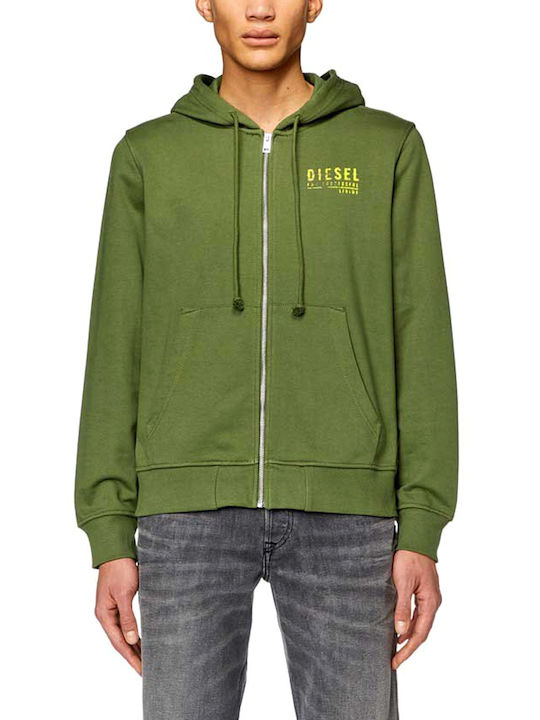 Diesel Men's Sweatshirt Jacket with Hood Green