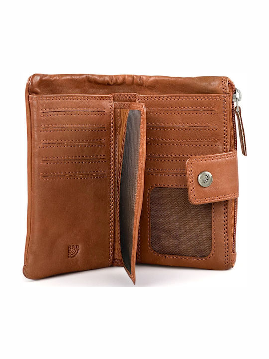 Large Leather Women's Wallet Coins with RFID Tabac Brown