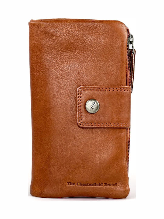 Large Leather Women's Wallet Coins with RFID Tabac Brown