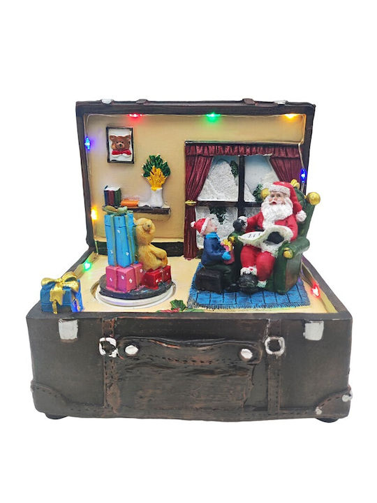 TnS Weihnachts- Beleuchtete Dekorative Darstellung Braun mit Batterie / Elektrisch mit Musik 16x15.5x13cm