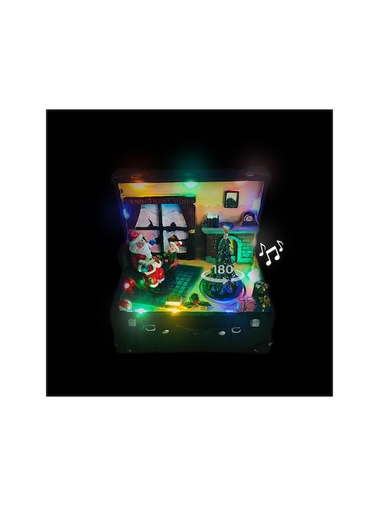 TnS Weihnachts- Beleuchtete Dekorative Darstellung Braun mit Batterie / Elektrisch mit Musik 16x15.5x13cm