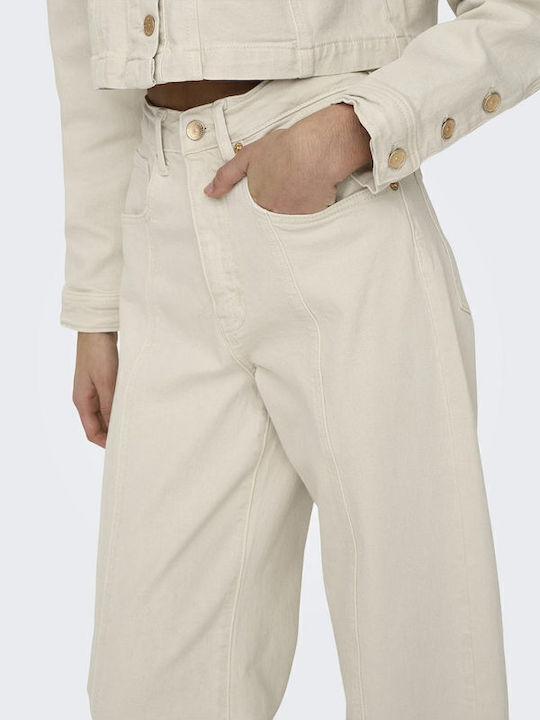 Wide Hoch tailliert Damenjeans in Weiter Linie White