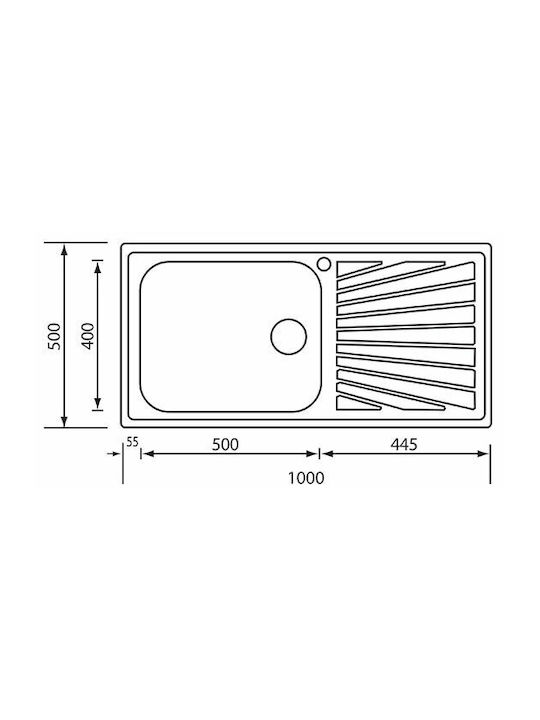 Sanitec Ένθετος Νεροχύτης Δεξιός Inox Σατινέ Μ100xΠ50cm Ασημί