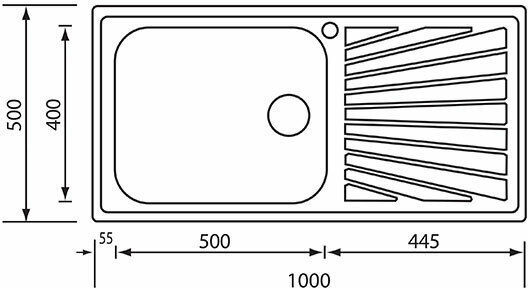 Sanitec Ένθετος Νεροχύτης Δεξιός Inox Σατινέ Μ100xΠ50cm Ασημί