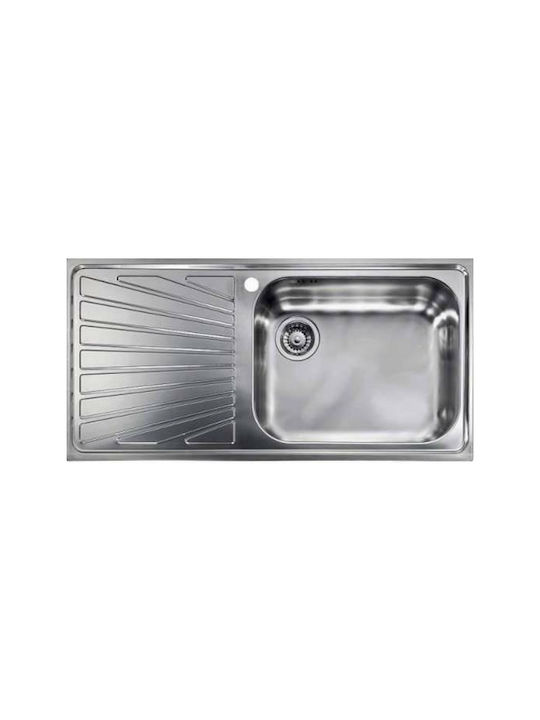 Sanitec Ένθετος Νεροχύτης Δεξιός Inox Σατινέ Μ100xΠ50cm Ασημί