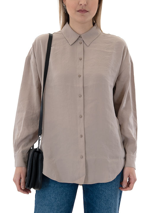 Only Women's Long Sleeve Shirt Beige