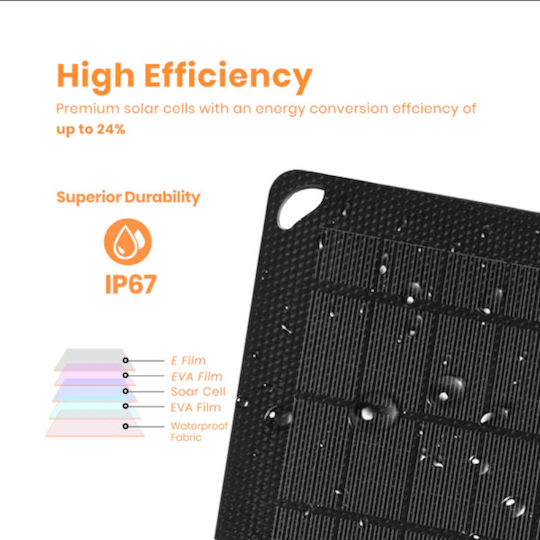 Flexsolar Αναδιπλούμενο Ηλιακό Panel Φορτιστής 40W με USB Output (Φορητών Συσκευών) (FlexSolar-40W)