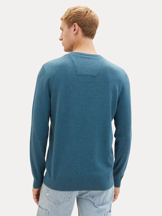 Tom Tailor Herren Langarm-Pullover Petrol Blau