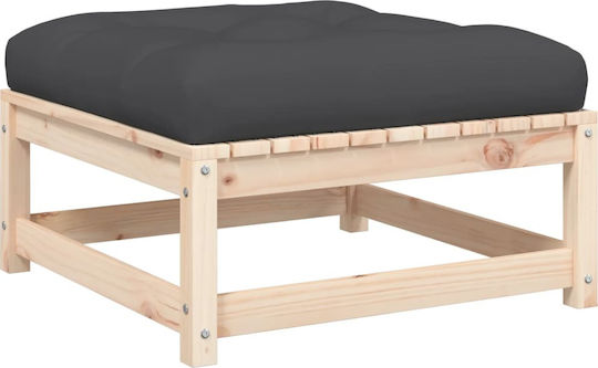 Wooden Cube Garden Stool with Beige Cushion 2 Pieces 70x70x30cm