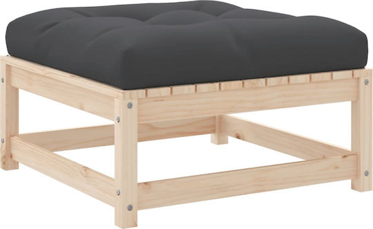 Wooden Cube Garden Stool with Beige Cushion 2 Pieces 70x70x30cm