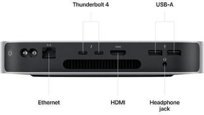 Apple Mac Mini (2023) (M2 8-ядрен/16ГБ/10-ядрен графичен процесор/512ГБ SSD/MacOS)