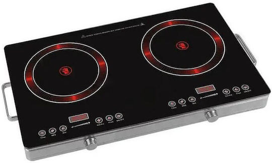 Raf R.8050 Ceramic Countertop Double Burner Black