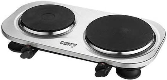 Camry Επιτραπέζια Εστία Εμαγιέ Διπλή Inox