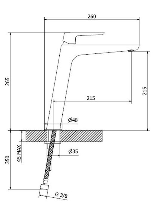 Sanitec Florence High Αναμεικτική Μπαταρία Νιπτήρα Ασημί