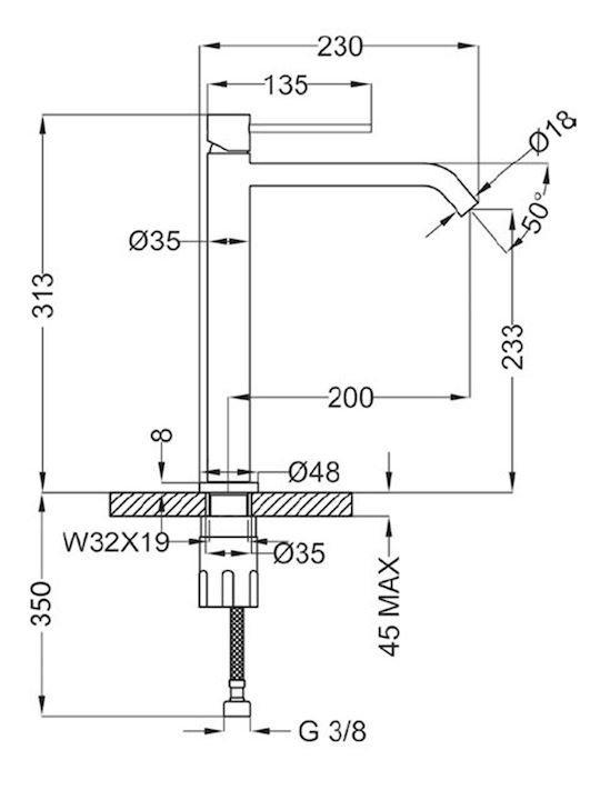 Sanitec Rome High Mischung Waschtischarmatur