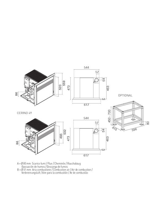 Eva Calor Cerino Kaminofen Kassette Pellet Warmluft 7kW