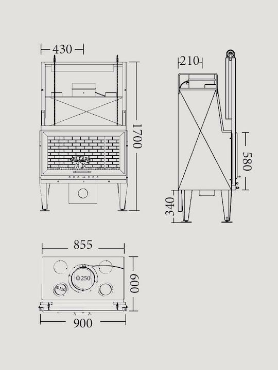 Volcano EK80 Zentral Kaminofen Holz Warmluft 17kW
